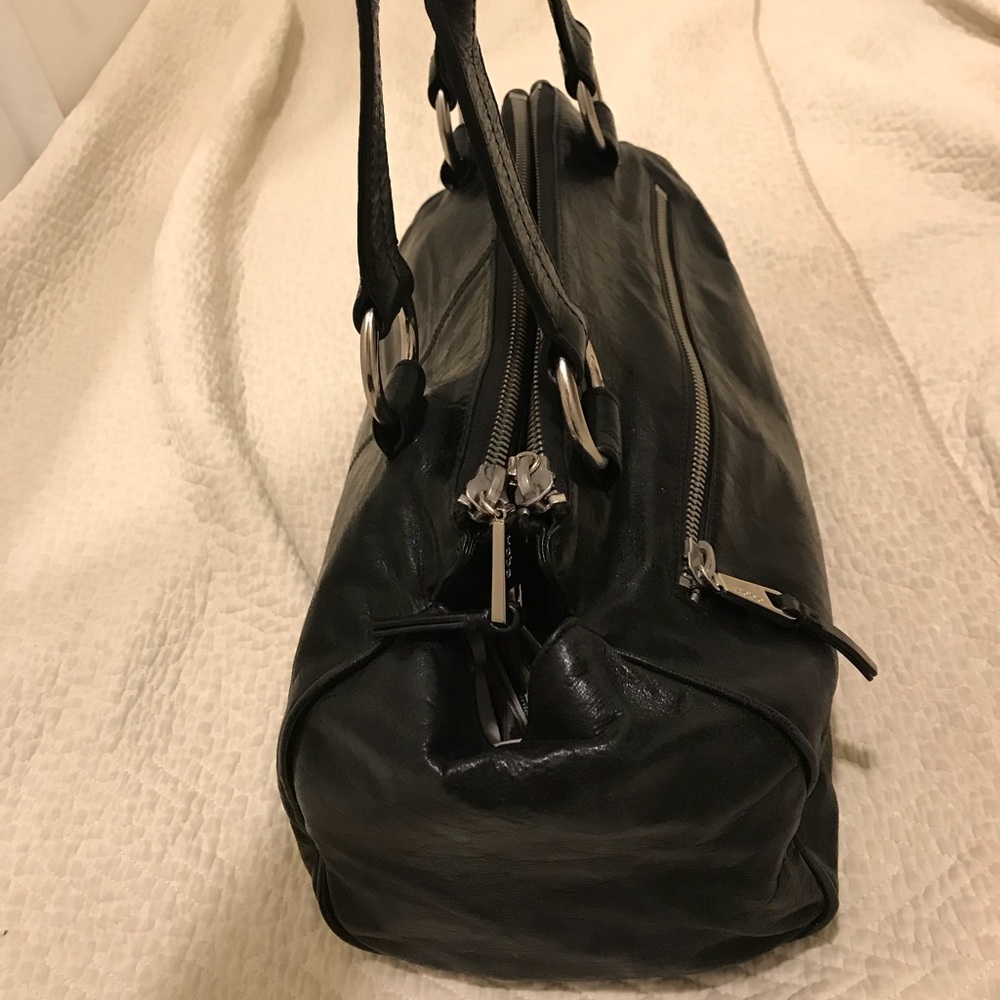 Classic black leather Hobo International satchel